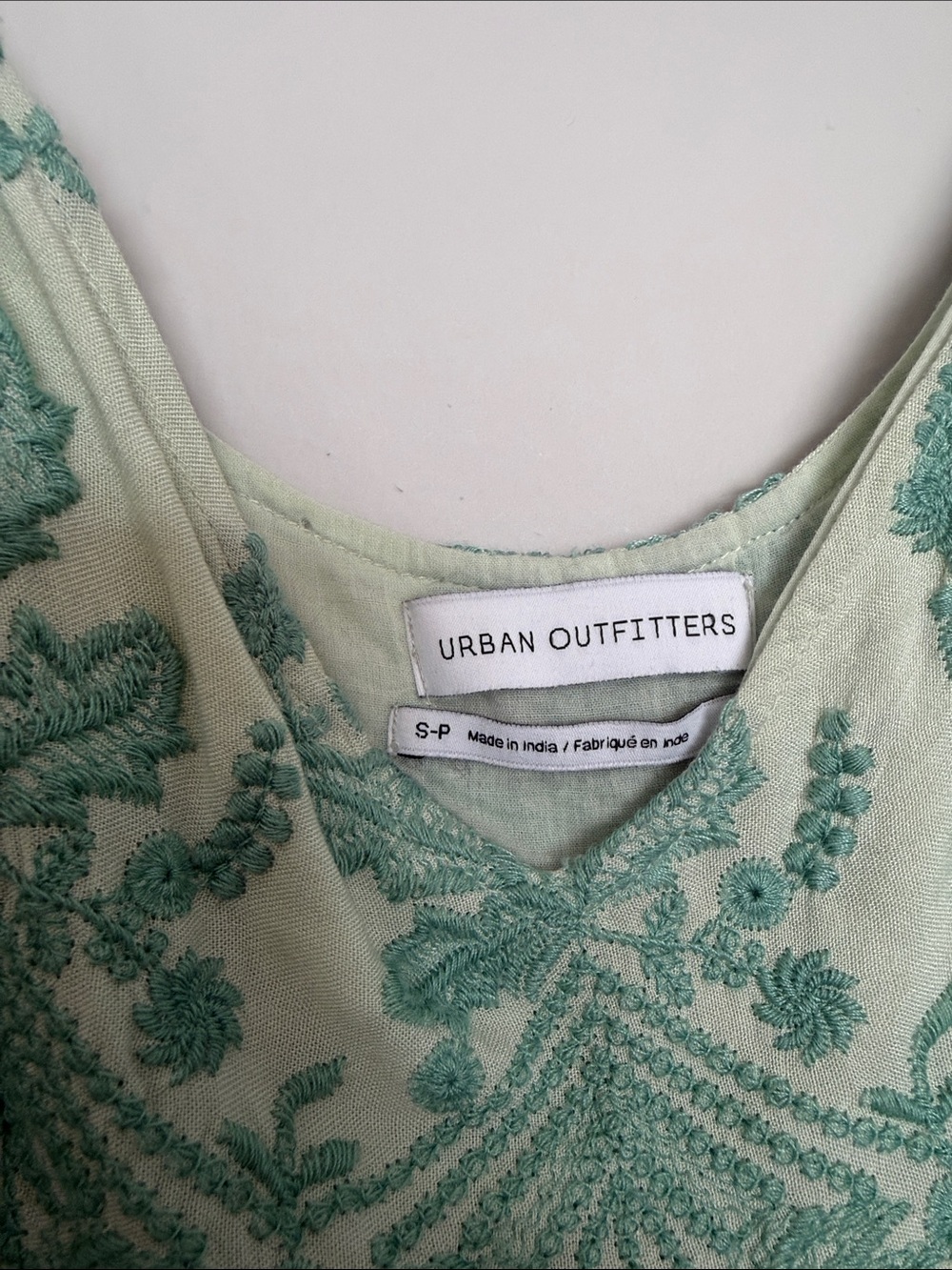 Urban Outfitters Sage Green Embroidered Mini Dress - Picture 2 of 4